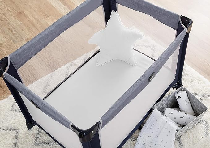 American Baby Company 2 Pack 100% Natural Cotton Fitted Pack and Play Sheets 39" x 27" - Soft & Breathable Pack N Play Sheets for Playard & Mini Crib Mattress, Bear and White, for Boys & Girls