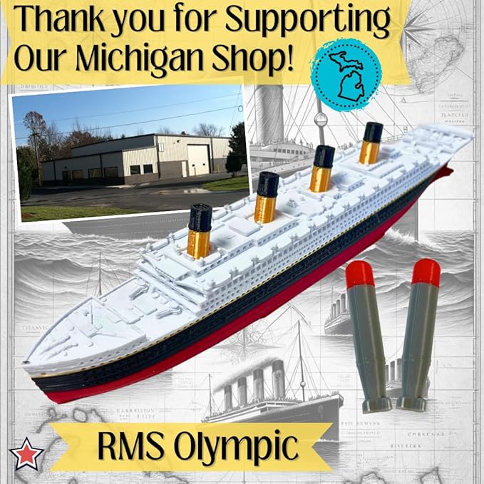Olmypic Bath Boat And Pool Toy,Break In Half RMS Titanic Toys For Kids, Historically Accurate Breakable Titanic Toy, Titanic Ship, Titanic Cake Topper (Olympic + Torpedoes)