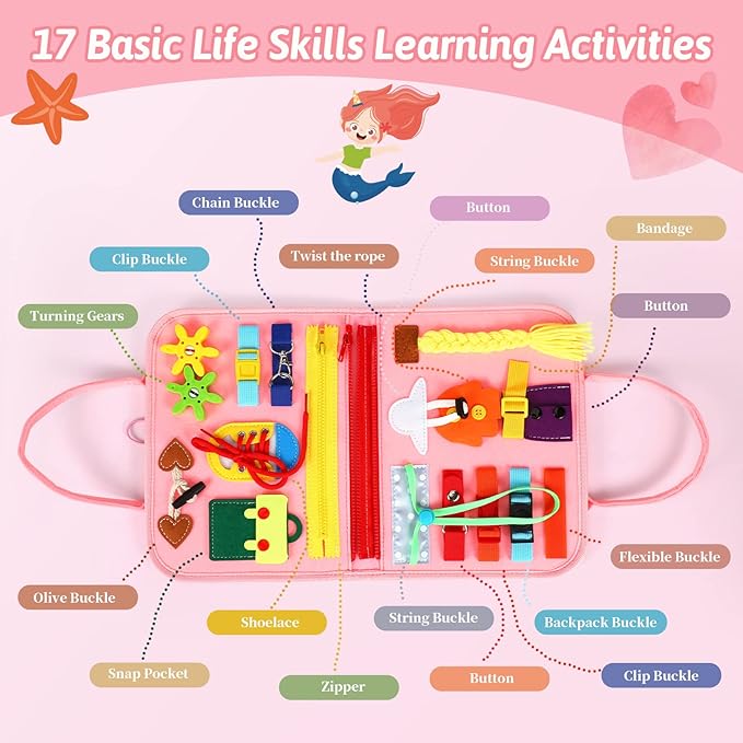 8 in 1 Toddler Busy Board for 1 Years Old, Montessori Toy Busy Book for Toddlers 1-3 Educational Sensory Toy Activity Basic Motor Skills, Kid Airplane Travel Essential 2-4 Yr Birthday Gift for Girl