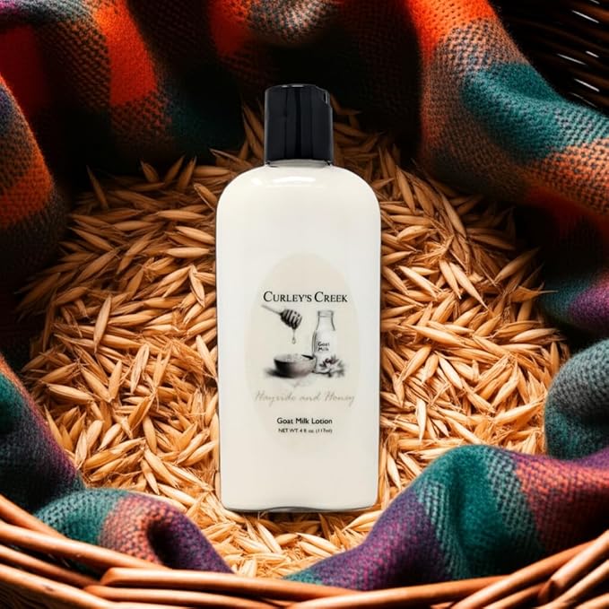 Curley's Creek Goat Milk Lotion | Handmade Natural Skincare | 4 ounce & 8 ounce 4 ounce, Hayride and Honey (Oatmeal Milk & Honey)