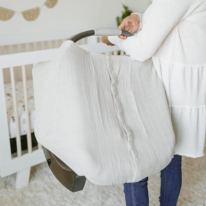 Little Unicorn Baby Car Seat Canopy | Soft & Breathable Muslin Fabric | Magnetic Closure Cover & Universal Fit | for Protection & Privacy | Nursing Cover (Porpoise)