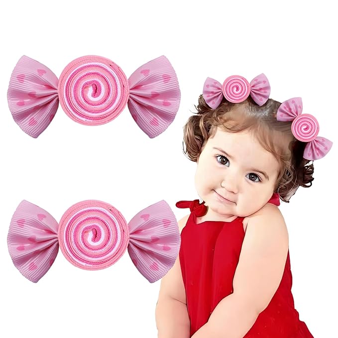 Valentines Heart Hair Clips Pink Candy Hair Barrettes Valentine's Day Ribbon Alligator Clips Sweet Hair Accessories for Girls Toddler