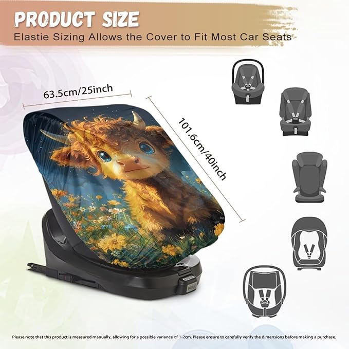 XYZCANDO Yak Car Seat Covers for Babies Cute Summer Carseat Cover Protect from Sun/Hot Days Waterproof Car Seat Sun Protection for Travel Elastic Car Seat Sun Cover Gift for Birthday