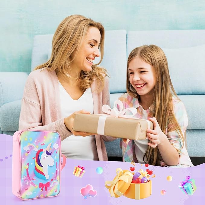 Bow Organizer for Girls, Bows Holder for Girls Hair, Pink Unicorn Bow Case Organizer for Toddler Baby Girl Hair Accessories for Claw Clip (Unicorn)