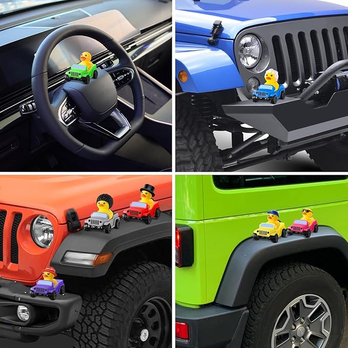 40 Pcs Rubber Ducks for Jeeps, 20 Ducks 2.8 Inch Assortment with 20 Colors Cars, Collectible Vehicle Dashboard Decorations, Easter Basket Stuffers for Kids Party Favors, Baby Bath Toys Birthday Gifts