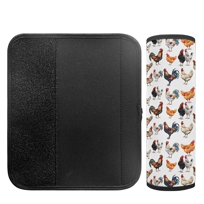 Biyejit Rooster Print Car Seat Belt Pad Cover for Kids, 2-Pack Soft Car Safety Seat Belt Strap Shoulder Pad for Adults Children Shoulder Protector Suitable for Backpack, Shoulder Bag Cover