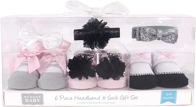 Hudson Baby Girl's Headband and Socks Giftset