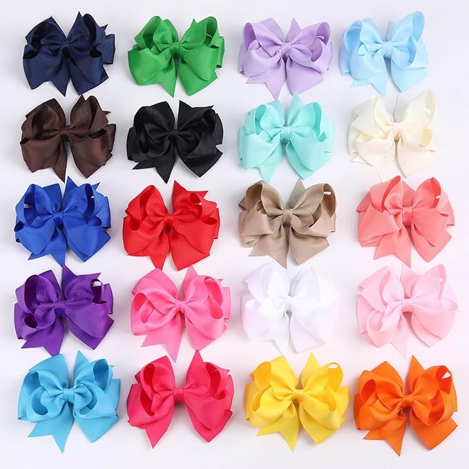 20PCS Oaoleer 4.5inch Layered Grosgrain Ribbon Hair Accessories: Alligator Clips, Barrettes for Baby Girls, Infants, Toddlers, Kids, and Teens (Style-B)