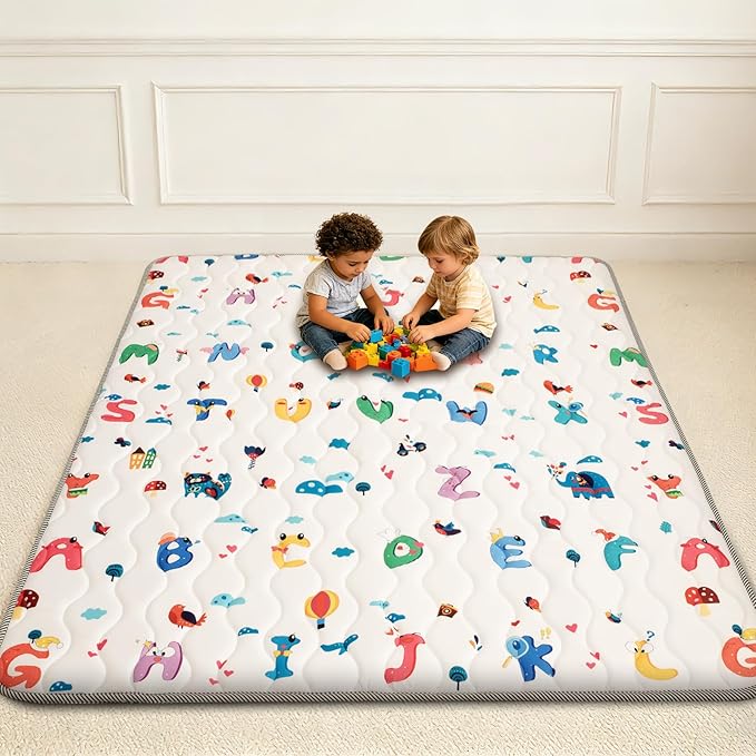 Wirhao Baby Play Mat for Floor, 71'' x 59'' Thicken Foam Soft Padded Mat for Baby, Playpen Mat for Toddlers Infant Kids, Machine Washable, Non-Slip Bottom Safe for Crawling (Alphabet)
