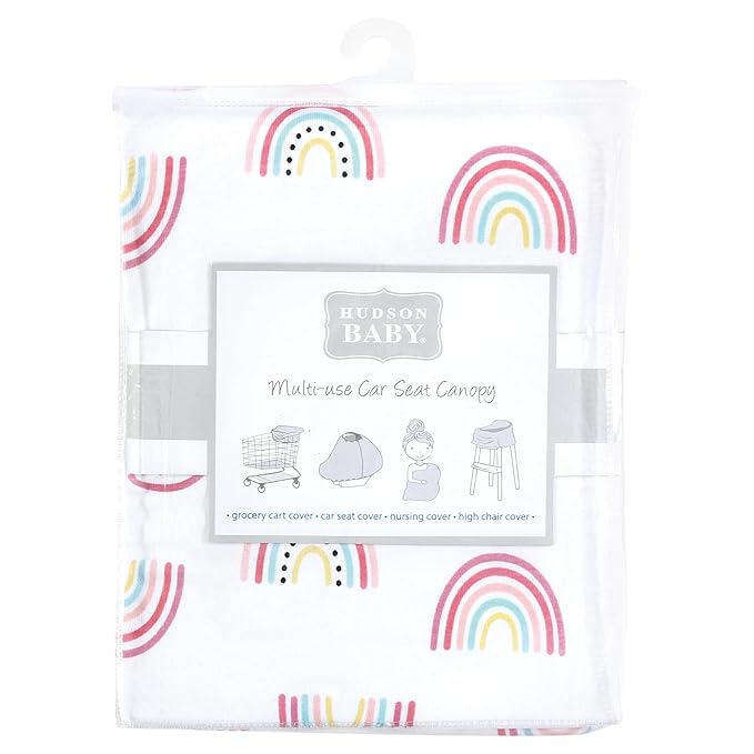 Hudson Baby Unisex Baby Multi-use Car Seat Canopy, Modern Rainbow, One Size