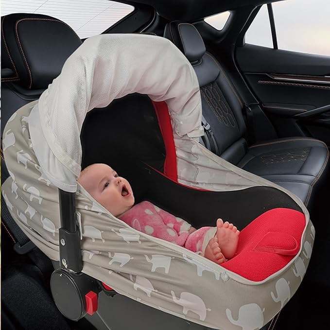 Little Tots Baby Car Seat Canopy Cover, Breathable Sun Shade, Full Privacy for Newborns & Infants, Universal Fit for Boys & Girls