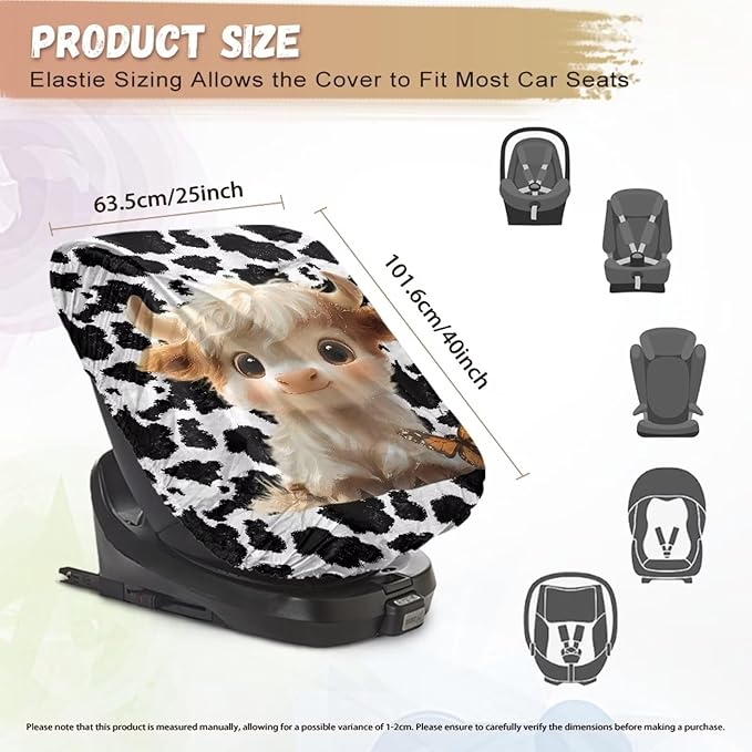 Car Seat Sun Shade Cover, Baby Car Seat Cover, Kawaii Highland Cow Car Seat Cooler, Keeps Your Toddler Baby Seat at a Cool Temperature, Baby Travel Accessories