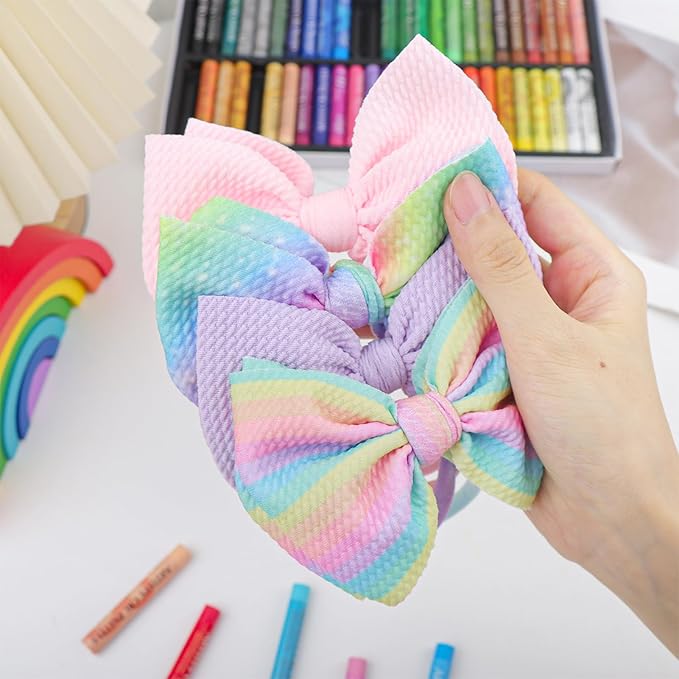 Rainbow Hair Bows for Baby Girls Dreamy Hair Accessories Violet Headbands for Newborn Infant Toddler Babies Outfits Accessory Hair Bands