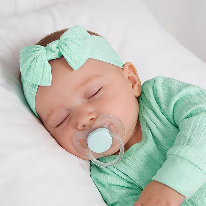 baotongle 3pcs Baby Girls Headbands Soft Stretchy Nylon Hair Bands Hair Accessories with Bows for Newborn Baby Girls Infant Toddlers Kids(White,Light Green,Deep Pink, 5.7inches)