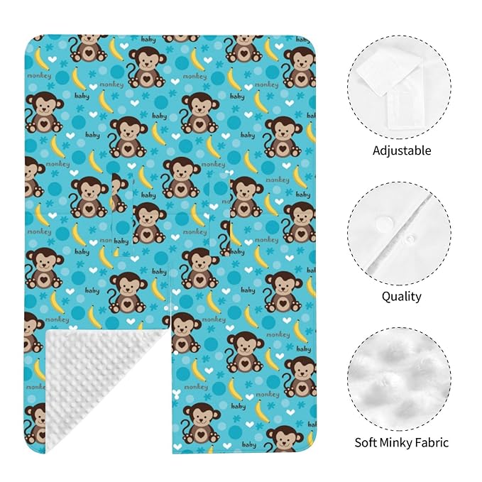 Monkey and Banana Baby Car Seat Canopy and Nursing Cover for Breastfeeding Multi-Use Cover Lightweight Infant Stretchy Carrier Cover for Newborn Girls Boys