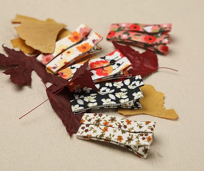 FANCY CLOUDS Hair Clips for Girls Women Toddler Baby,Assorted 20Pcs Flower Fabric Fully Lined Small Alligator Clips Hair Accessories for Teens Child Kids Gifts