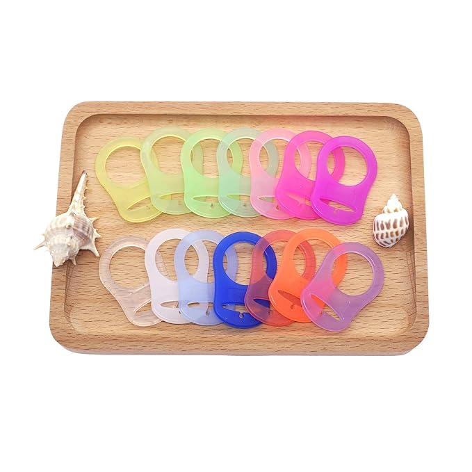 12Pcs Soft Silicone Baby Pacifier Clips Holders Silicone Adapter Pacifier Rings Infant Baby Pacifier Dummy Rings Mix 12 Colors