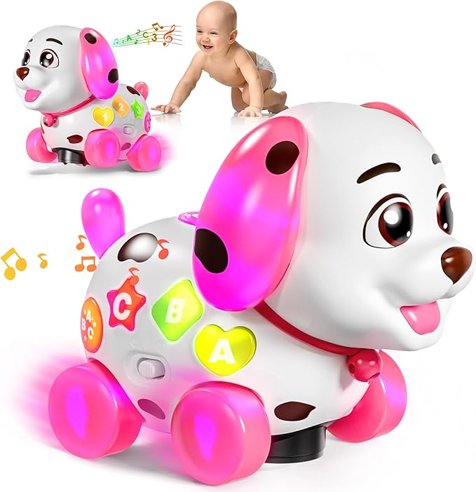 ToddlerCley Musical Puppy Toys for 1 Year Old Girl Gifts, 1st Birthday Gril Gift, Bilingual Baby Toy 6-12-18 Months, Learning Toy for 1 Year Old Boy Present with Sound Light