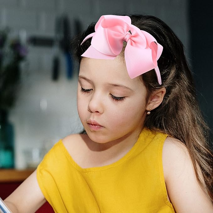 5Inch Hair Bows Headbands for Girls Grosgrain Ribbon Bows Hairbands for Toddler Kids Children Hair Accessories Pack of 8