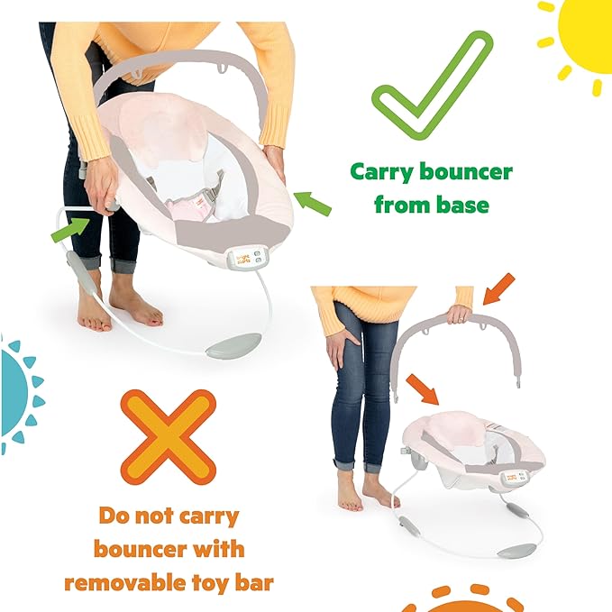 Bright Starts Disney Baby Winnie The Pooh Hunny Hues Bouncer with Soothing Vibrations, Unisex, Newborn+