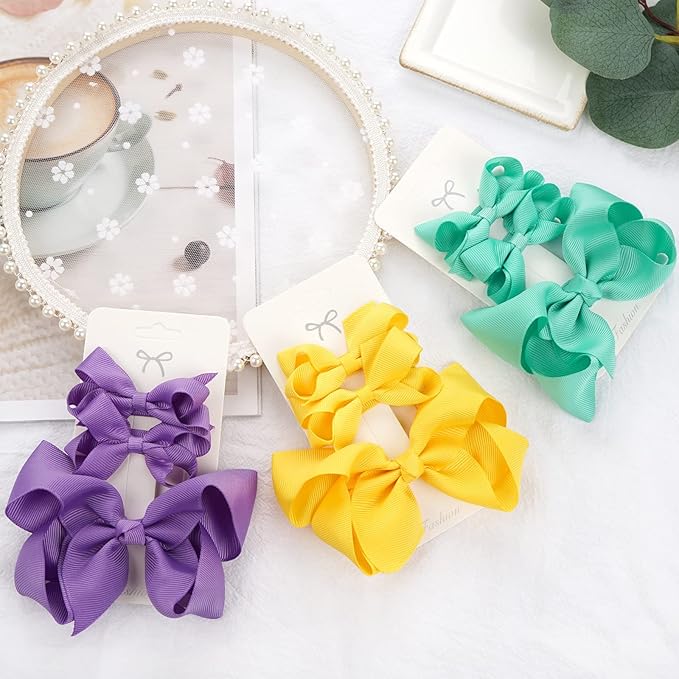 3pcs Baby Glitter Bows Hair Clips Little Girls Toddler Infants Alligator Clip Hair Accessories (Green)