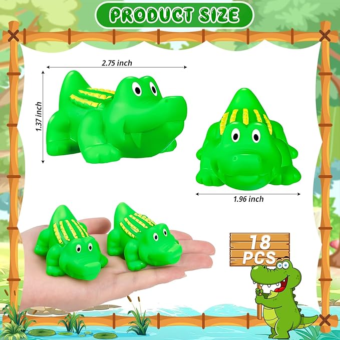 36 pcs Rubber Alligator Bath Toy Mini Plastic Crocodile Float Squeak Toy Bathtub Toys Bulk for Birthday Baby Shower Christmas Halloween Pool Party Supplies