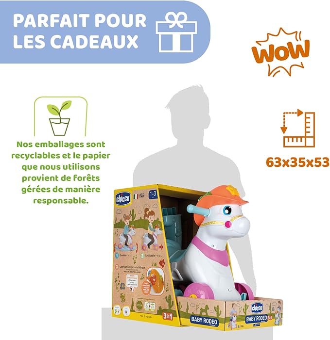 Chicco Miss Baby Rodeo Rocking Horse for Kids Educational Interactive Game Girl Riding Horse with Sound Effects, Max 25kg, Kids Games 1-3 Year