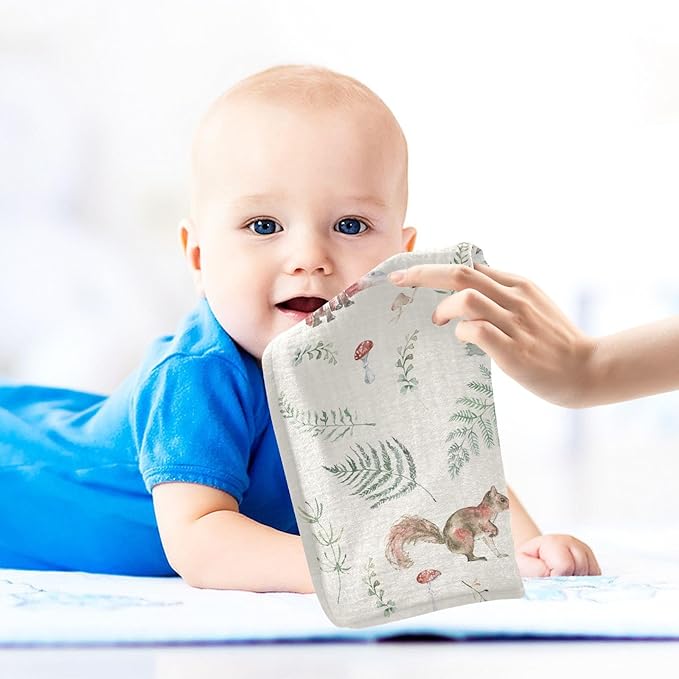 vvfelixl Watercolor Forest Animals Baby Burp Cloths Baby Muslin Washcloths for Boys Girls Cotton Baby Face Towel for Newborn Infants Soft and Absorbent 11.8 X 11.8 in, 5 Pack