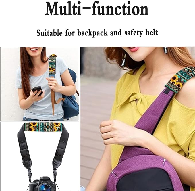 UNICEU Sunflower Navajo Tribal Geometric Car Seatbelt Pads Comfort Soft Auto Interior Seat Belt Shoulder Strap Cushion for Car/Bag, Car Seatbelt Harness Pads