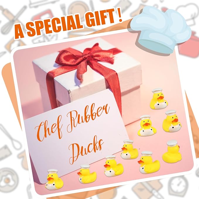 Sotiff 24 Pcs Chef Rubber Ducks Bulk 2 Inch Chef Rubber Ducky for Birthday Party Gifts Beach Summer Bathtub Pool Float