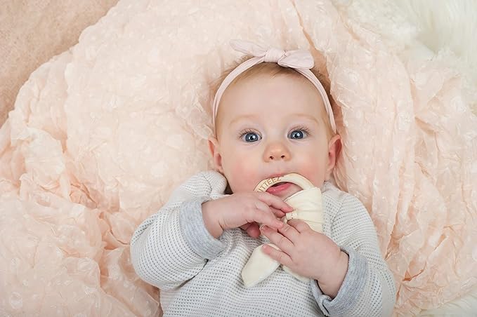 Wood Baby Organic Wooden Teether with Absorbent Cloth (Natural)