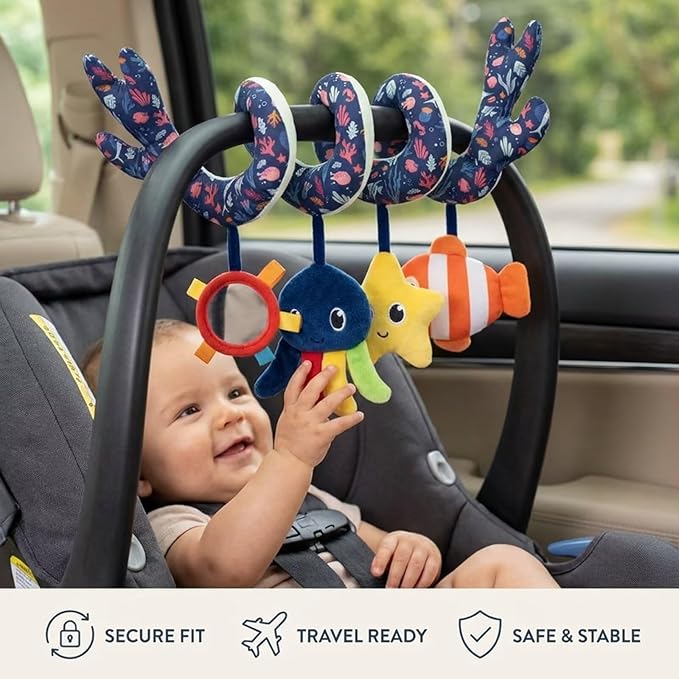 Multi-Use Baby Spiral Activity Toy – Spiral carseat Toy for Car Seat, Stroller,Play Gym, Keeps Baby Quiet, Easy Travel Solution