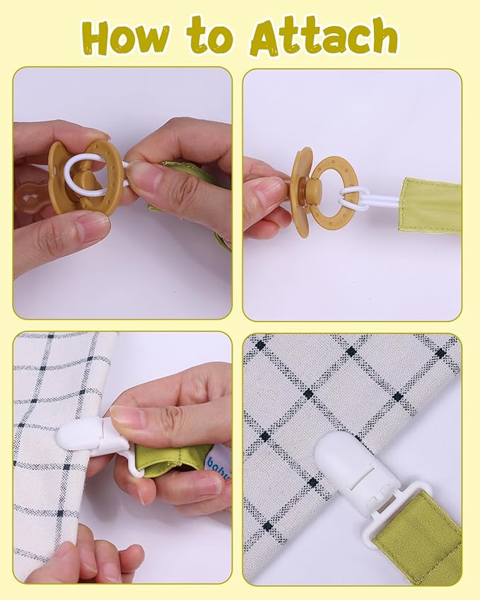 babygoal Neutral Pacifier Clips, 6 Pack Binky Paci Holder Leashes Fits for Most Baby Pacifiers and Binkies