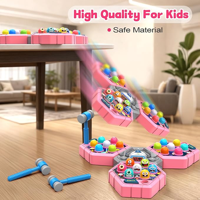 ANNKIE Whack Game Mole for Toddlers, Toys for 3 4 5 6 7+ Year Old Girls Boys,Pounding Toys for Age 3-8,Interactive Educational Toys with 3 Modes, Birthday Xmas Gifts for 3-12 Year Old Girls Boys Kids