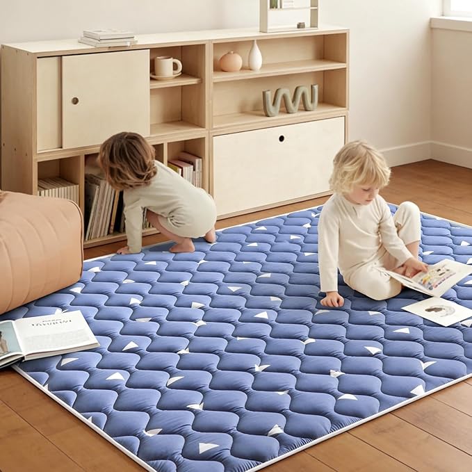 Premium Foam Baby Play Mat for Floor 47" X 47", Thicken One-Piece Crawling Mat, Non-Slip Cushioned Baby Playmats for Infants, Babies, Toddlers - Machine Washable for Easy Care
