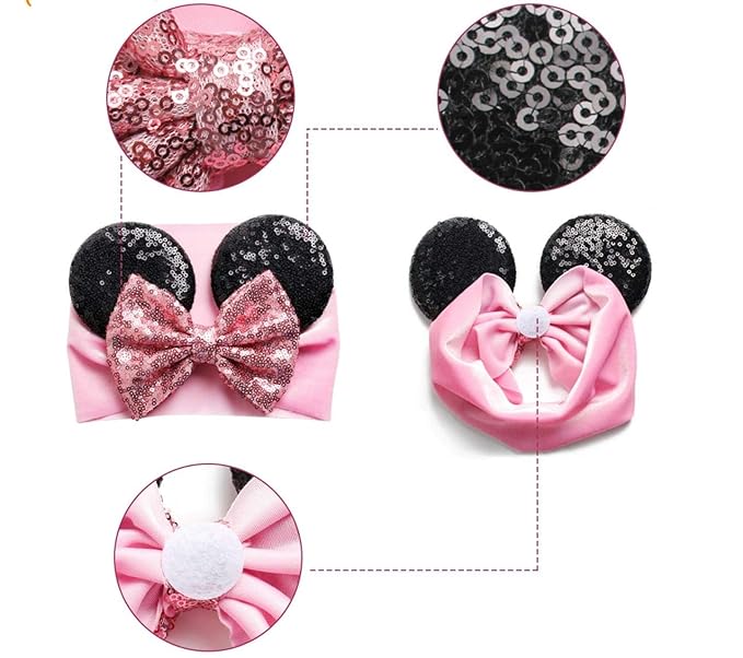 Mouse Ears Headband/Headwrap - Toddler, Baby, Kids upto 4 Years - Party supplies – Pink-1