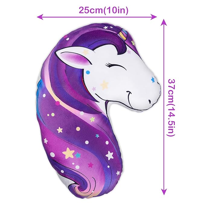 FIODAY Seat Belt Cover Pad for Kids Unicorn Seatbelt Pillow Soft Seat Belt Cover Car Pillow Toddler Travel Seat Strap Pad Neck Support for Girls Boys, Deep Purple