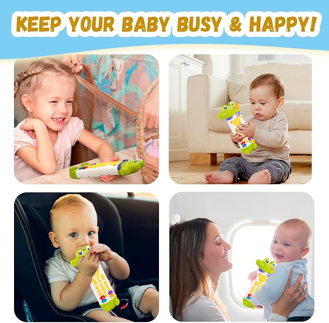 Baby Remote Control Toy with Music and Light - On The Go Remote - Toddler Early Education Learning Toys & Gifts for Boys & Girls Ages 18 Months+ (Crocodile)