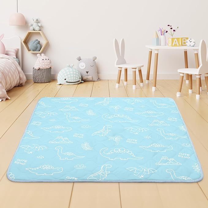 Baby Play Mat for Floor,Soft 50x50 Playpen Mat,Thick Foam Playmat for Tummy Time,Safe Non-Slip Backing for Kids,Graffiti Dinosaurs