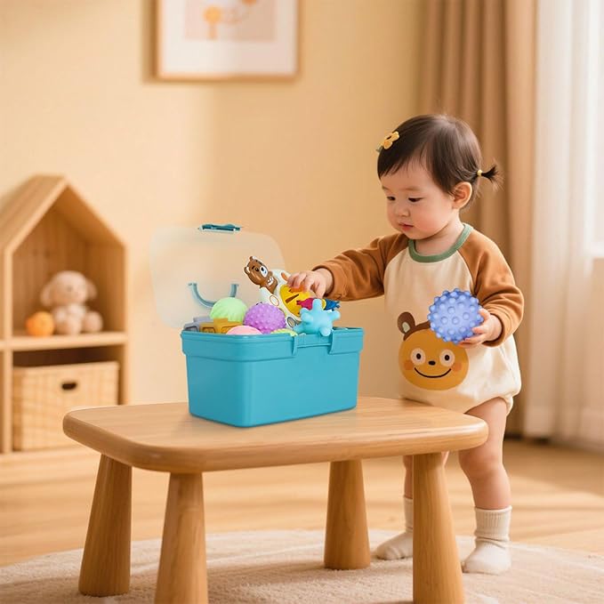 Montessori Baby Sensory Toys for 6 to 18 Months, 6-in-1 Travel Set with Silicone Pull String Activity, Koala Stacking Rings and Shape Sorter, Fine Motor Learning Gifts for 1 Year Olds