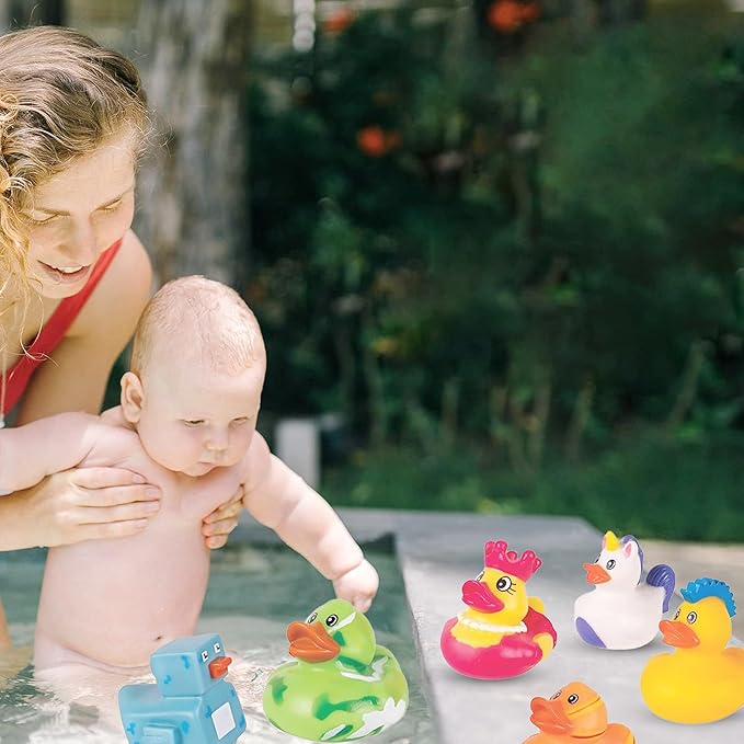 Kangaroo Mini Rubber Ducks Bulk Pack of 100 – Floating Baby Bath Toys for Kids - Classroom Rewards - Pool Party & Birthday Party Favors for Kid - Small Rubber Duck for Baskets Stuffers for Kids