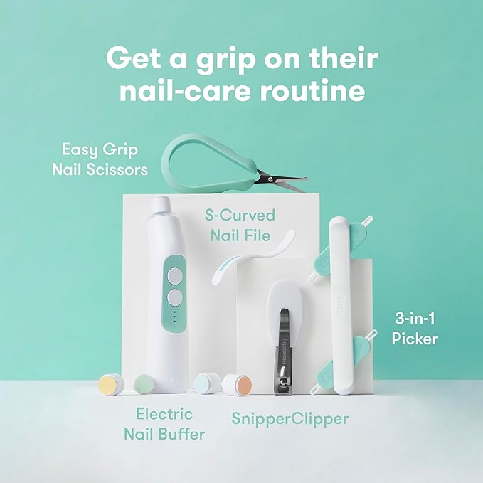 Frida Baby Electric Nail Buffer Replacement Pads | Safe + Easy Grooming, Trimming, and Nail Filing for Newborn, Toddler, or Children's Fingernails and toenails, 4 Buffer Pads (Pack of 2)