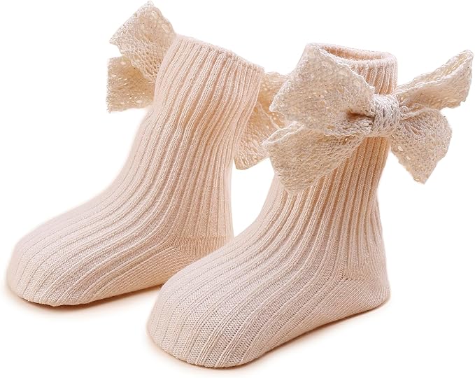 Baby Girls Headband & Socks Set, Cute Socks with Flower Hair Bows Baby Accessories Gifts for Newborn Infant Toddler