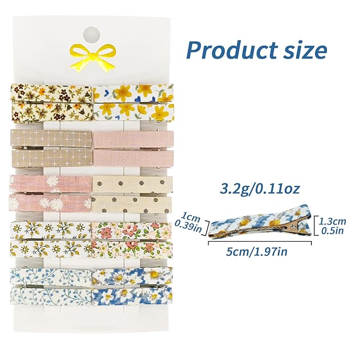 20 Pcs Baby Hair Clips, Non-Slip Fully Lined Soft Hair Barrettes for Girls & Toddlers, Handmade Infant Hair Accessories (10 Styles Toddler Hair Clips)