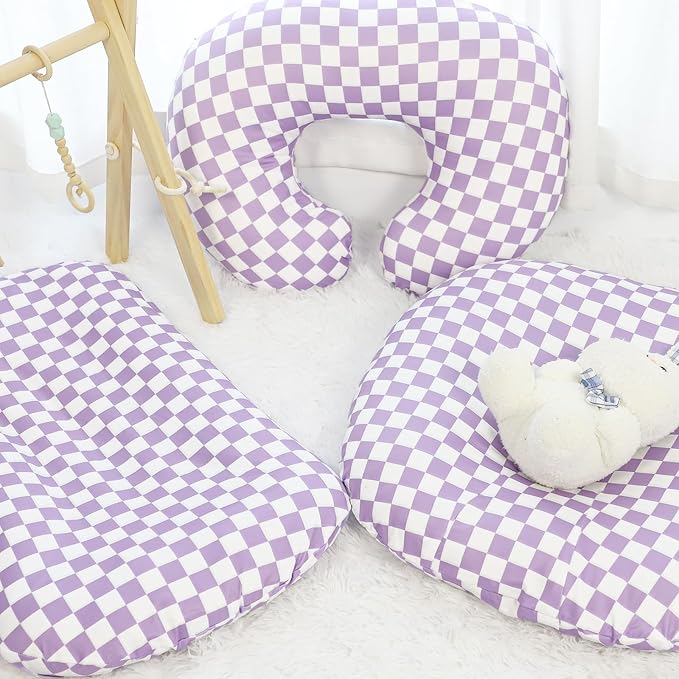 DILIMI Baby Lounger Cover for Boys and Girls, Removable Cover Ultra Soft Comfortable Lounger Slipcover, Purple Checkered (Lounger not Included)