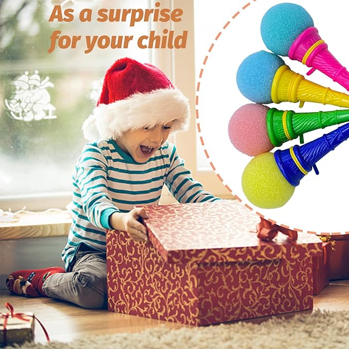 Juuxncgv 30PCS Ice Cream Shooters Toy,4 Inch Ice Cream Foam Ball Launcher,Mini Ice Cream Launcher Cone Sponge Balls for Kids,Children,Carnival Prize,Party Favors,Goody Bag Filler