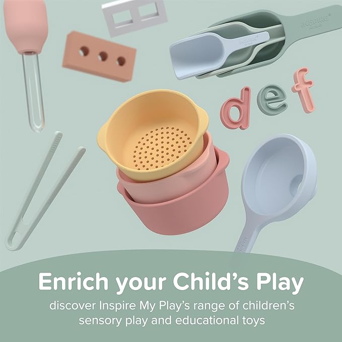 Inspire My Play 3 x Coral Silicone Mini Tongs for Kids - Kids Tweezers for Fine Motor - Small Toddler Tongs - Child Sensory Toys and Accessories