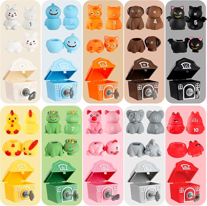 Grarain Toddler Farm Animals Toys, Upgraded Keys Barn Match Game, Montessori Educational Color Shape Sorting & Counting Learning Toy for Kids Boys Girls 3-5 Year Old, Fine Motor Gifts
