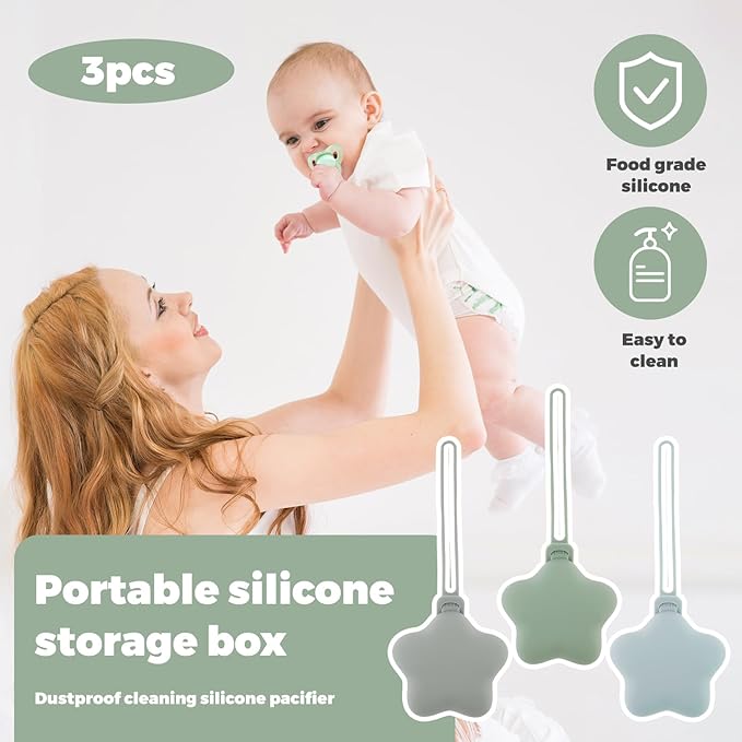 3PCS Pacifier Holder Case, Portable Silicone Pacifier Storage Pacifier Container, Baby Pacifier Silicone Holder Pouch for Newborn, Safe and Soft Material Silicone Pacifier Cover Pacifier Bags