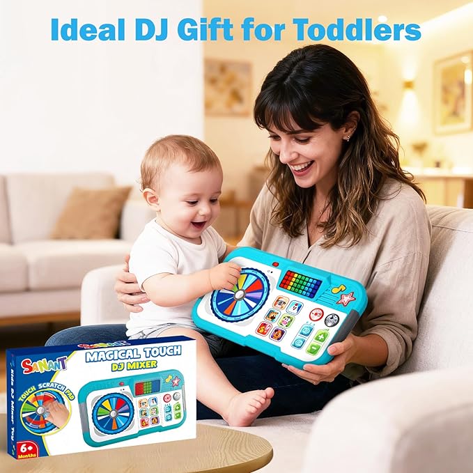 Baby DJ Set, Toddler Musical DJ Table with Lights for 6-12 Months, Preschool Infant Tummy Time Toy, Interactive Early Sensory Development Toy, 1st Christmas Birthday Gifts for Boys Girls Age 1 2 3